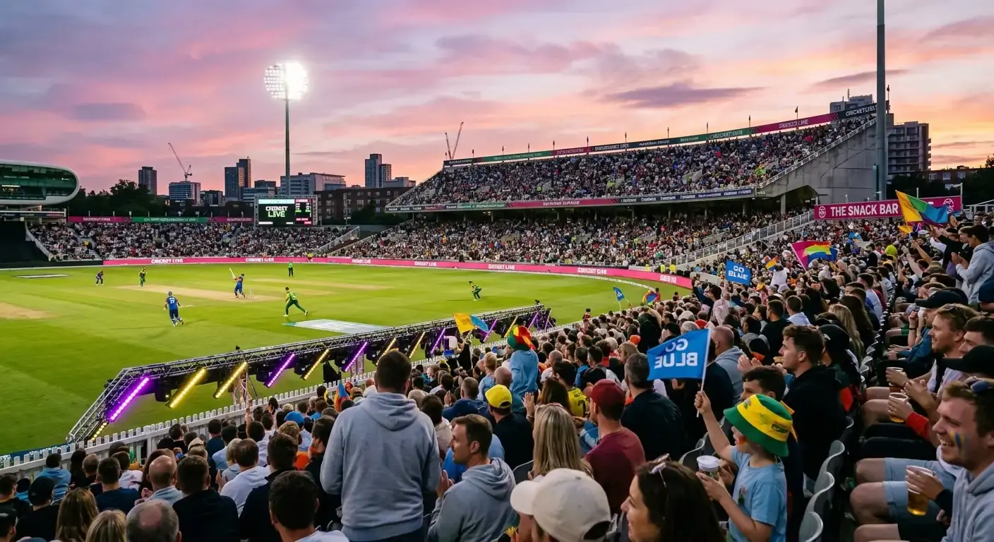 The Hundred cricket match with full stands at an English city ground